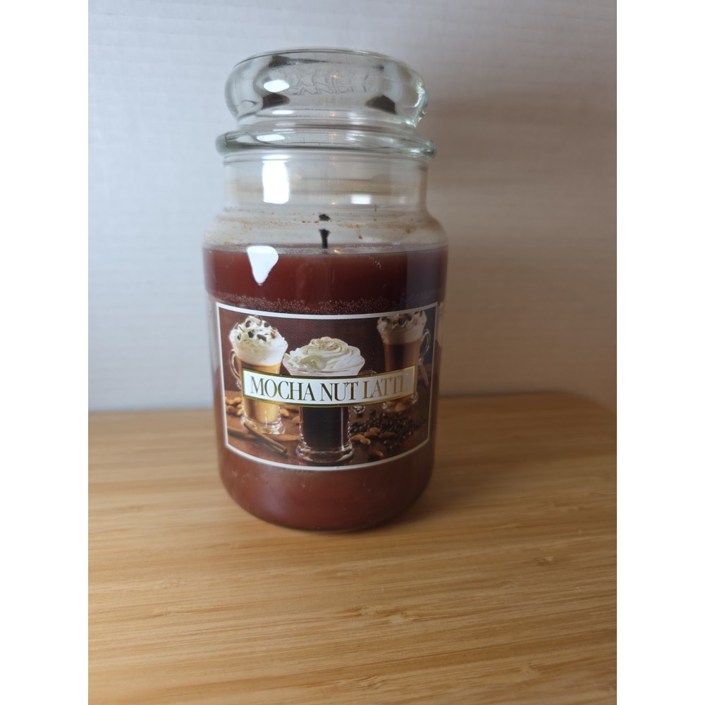 Yankee Candle Retired "MOCHA NUT LATTE" Coffee~Large 22 oz ~WHITE LABEL~RARE~
